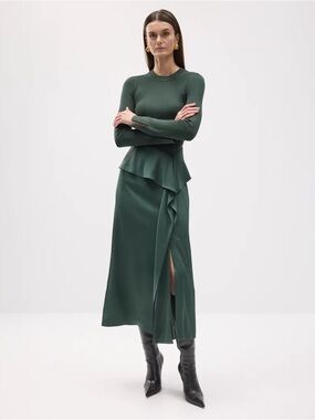 NWT! Jonathan SIMKHAI Gorgeous ORNELLA Cypress Long Sleeve Midi Dress Size XS